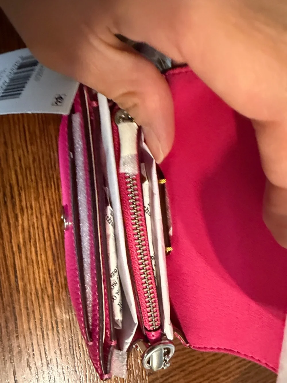 Coach Fuchsia Pebbled Leather Crossbody Wallet with Strap - Picture 4 of 7
